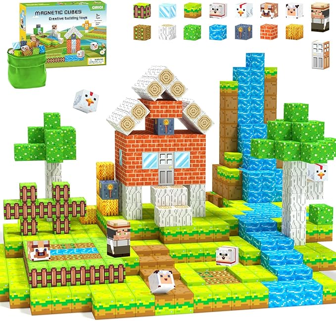 Magnetic Blocks,Creative Building Toys for Kids, STEM Sensory Toys for Ages 3-5, 5-7, 8-13, Christmas Birthday Gifts for Boys & Girls