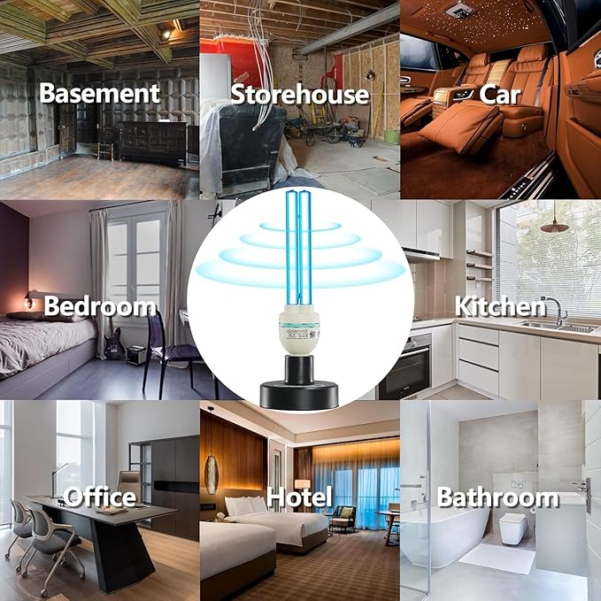36Watts UV Sanitizer Lamp 2pack 72w with Remote Control Powerful UVC Light with E26 Base for Basement/Bedroom/Kitchen/Office/Storehouse/Car, 3-Gear Timer 110V Ozone Free