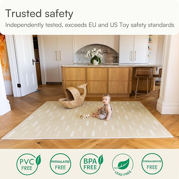 Lillefolk Baby Play Mat – 6x8ft Old White | Soft Non Toxic Premium Foam Mat for Tummy Time, Crawling & Playroom – Waterproof Mat for Babies & Toddlers (12 Tiles)