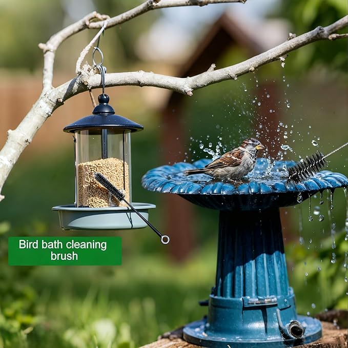 10-Piece Heavy-Duty Scrub Brushes Set with Bird Bath Scrubber and Crevice Tools for Outdoor, Kitchen, Bathroom, Tire & Wheel(Grey)