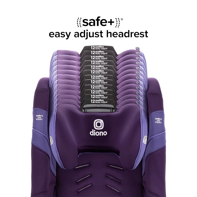 Diono Radian 3RXT SafePlus Max Rear and Forward-Facing Convertible Car Seat, 2-in-1 Anti-Rebound Bar and Calf-Support, 10 Years 1 Car Seat, Slim Fit 3 Across, Purple Wildberry