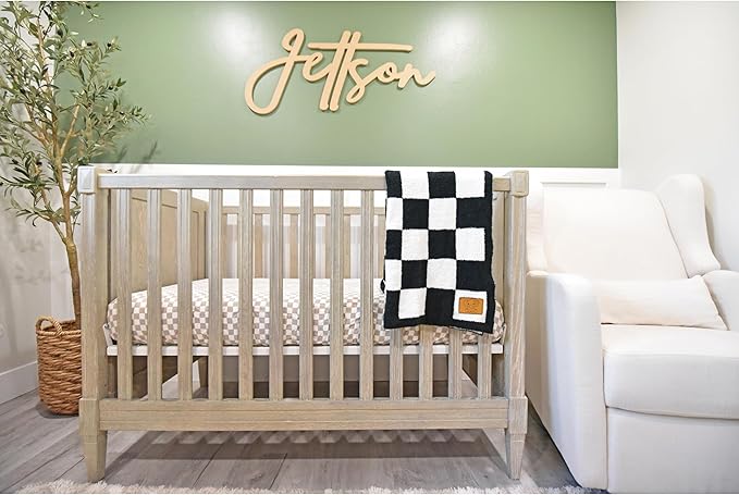Checkered Baby Blanket 28"x40" - DreamSoft Knit Throw for Crib, Stroller or Car Seat - Soft Receiving Blanket/Newborn Nursery Gift Essential for Toddler, Infant, Kids, Boys & Girls (Black/White)