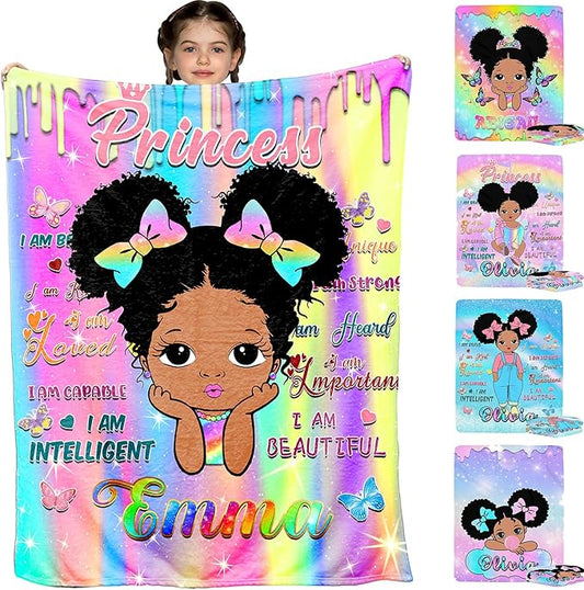 Artsadd Ship Next Day, Custom Baby Name Blanket for Kids Girls, Personalized Little Princess Baby Blankets for Girls Customized Blanket Gifts for Infant Newborn New Mom