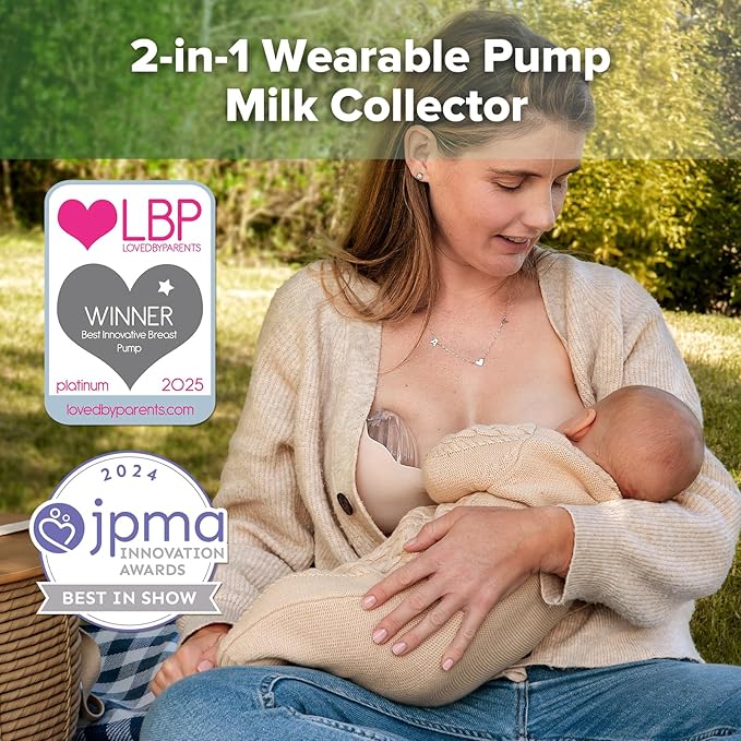 haakaa Wearable Silicone Breast Pump with Steriliser Bag, 2-in-1 Hands-Free Passive Breast Milk Catcher for Nursing Mom, Breastfeeding Essentials, 2-Pack 75ml Pumps & 1 Steriliser Bag, Frosted