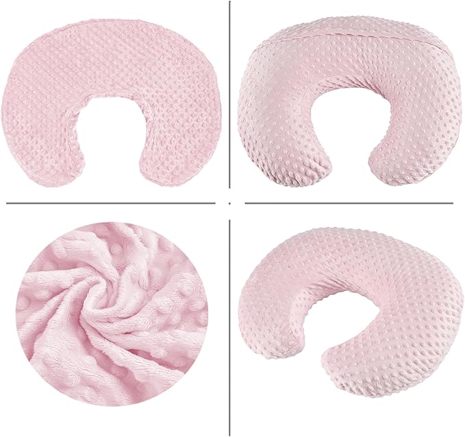 Nursing Pillow for Bottle and Breastfeeding, Ergonomic Comfort Nursing Essentials for Mom and Baby, Feeding Support Pillow with Removable Cover, Easier and Healthier Nursing (Pink)