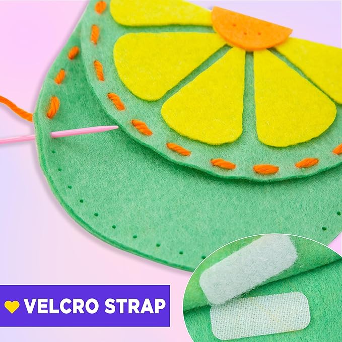 Flying Childhood Soft Felt Sewing Kit for Kids, Sewing My First Purses, Create 6 Simple and Cute DIY Sewing Bag Projects, Birthday Gifts Toys for Girls 4-12 Years Old, Help Improve Fine Motor Skills