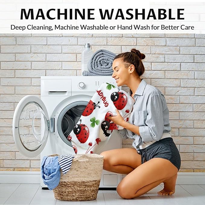 Ladybug Gifts - Kids Blanket for Ladybug Lovers - 30 x 40 Inches Lap Size White Cute Flannel Throw Blanket Stuff for Crib, Nap