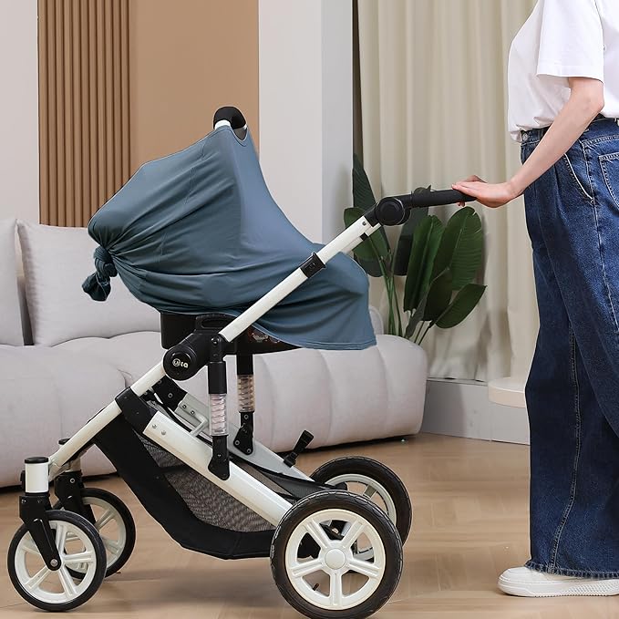 Nursing Cover for Breastfeeding, 360°Full Coverage Nursing Poncho, Rayon Soft & Breathable Breastfeeding Cover up (Smooth Rayon, Blue)