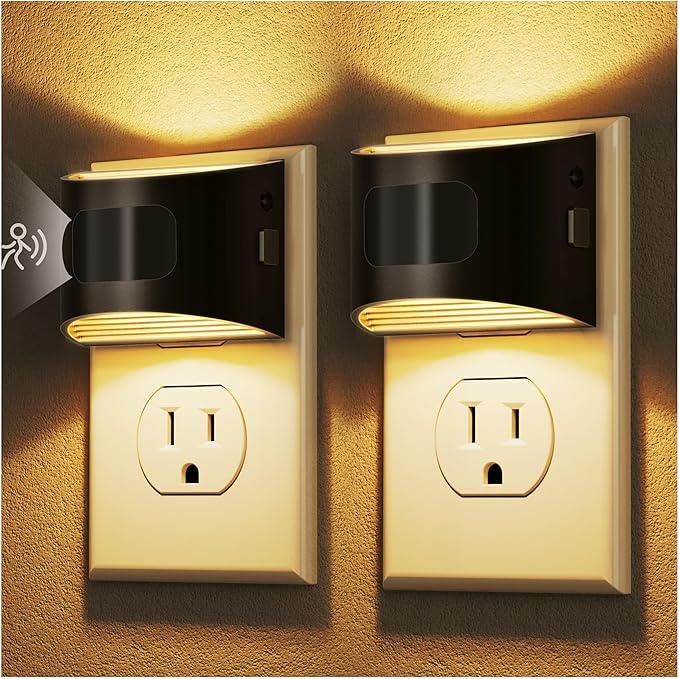 DORESshop LED Night Light[2 Pack], Night Lights Plug into Wall, 3 Mode Plug in Night Light with Motion Sensor, Dusk to Dawn Sensor, Nightlights for Adults, Bedroom, Bathroom, Hallway