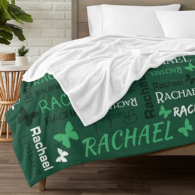 Personalized Throw Blanket with Name Custom Blankets Customized Baby Blanket for Girls Kids Adult Birthday Gift