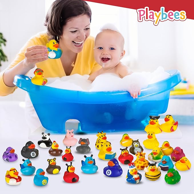 Playbees Rubber Ducks in Bulk 100 Pack Assortment Duckies Kids Baby Bath Shower Toys Jeep Ducking Floater Summer Beach Pool Activity Baby Showers Accessories Classroom Incentives