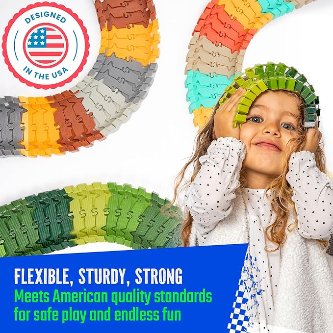 Extra 72 Track Pieces & 3 Glow Sticker Sheets Pack – Expand Your Racetrack Fun! Build Bigger, Race Faster, and Shine Brighter!