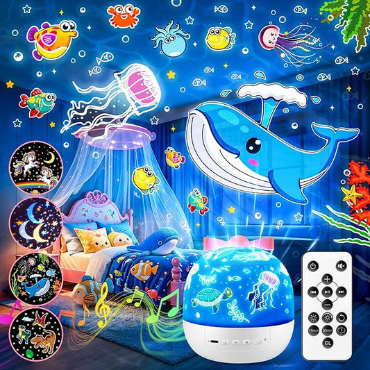 PIKOY Kids Toys for Girls Gifts, 15 Films Light Projector for Girls Toys Age 6-8, 15 Soothing Music for Kids Toys 0-10,Star+Unicorn+Princess+Mermaid Projector Toddler Girl Toys, 1 Year Old Girl Gifts