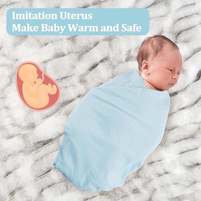 Jersey Swaddle Blanket, Ultra Soft Stretchy Receiving Blanket, Baby Boy Newborn Swaddle Wrap, 40 x 30 inches, 2 Pcs, Elephant