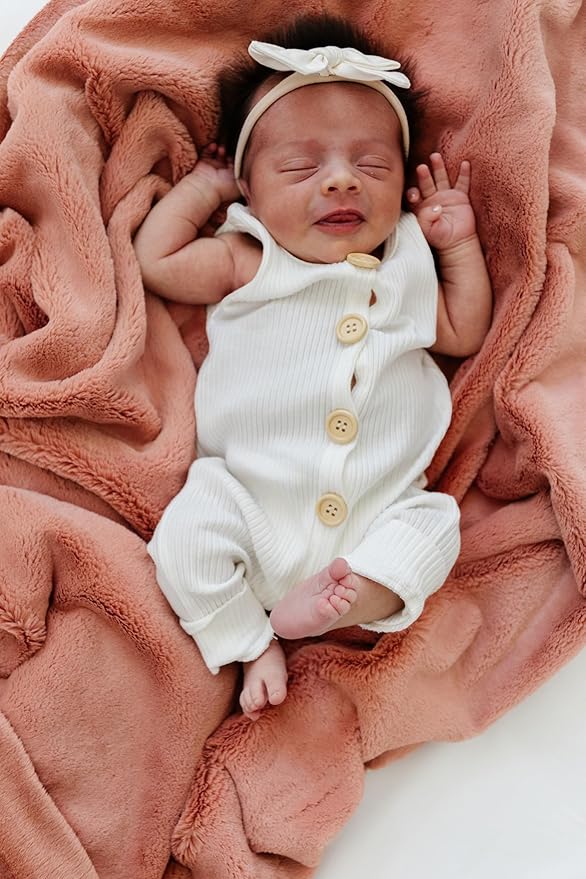 SARANONI Luxury Receiving Blankets for Babies | Ultra-Soft Lush and Boutique Quality Baby Blanket | Clay - 40” x 30”