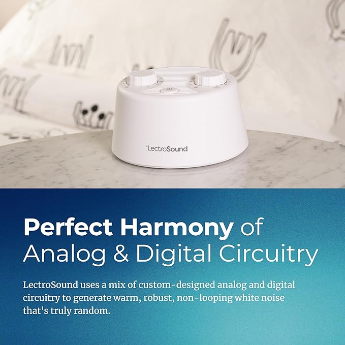 Adaptive Sound Technologies Lectro Sound 2 White Noise Machine - Simple Machine for Nursery or Bedroom - Non-Looping, Warm White Noise for Soothing Sleep - for All Ages - White