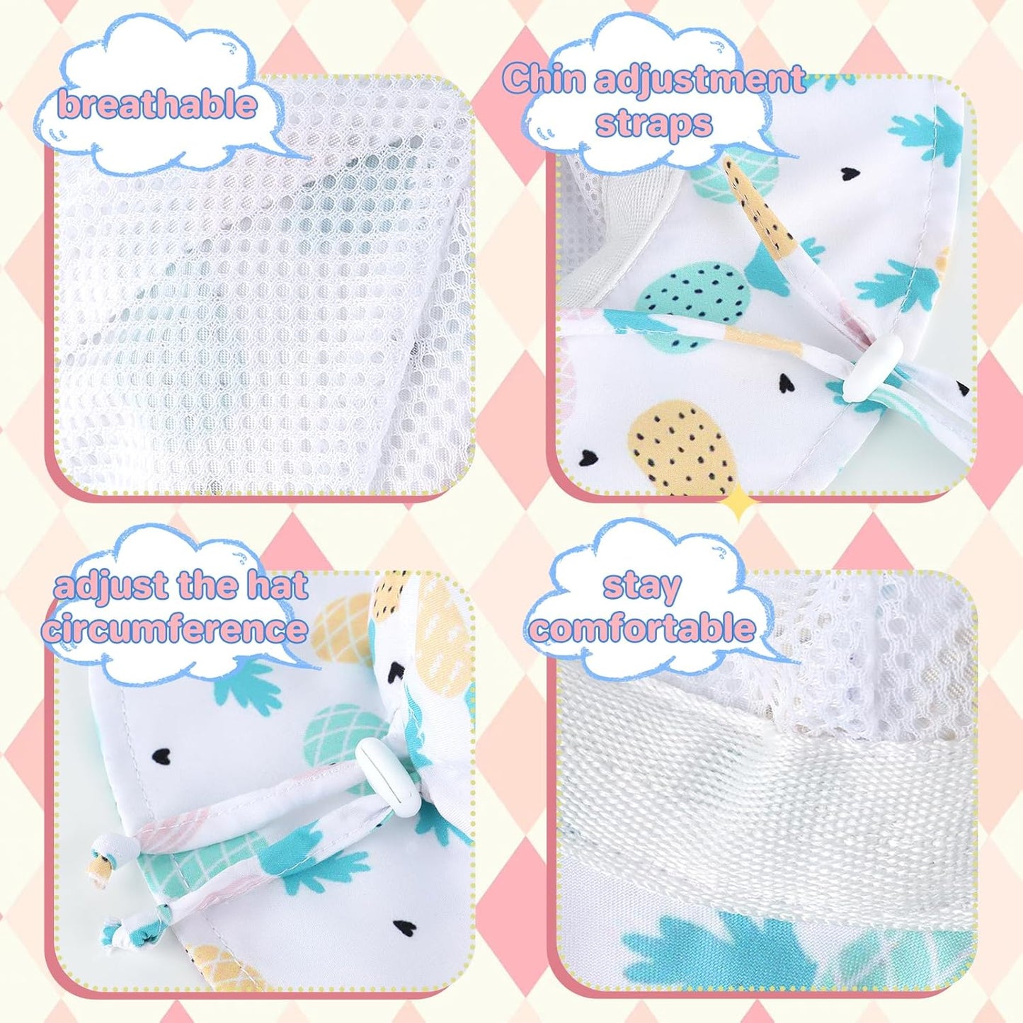 UPF 50+ Baby Bucket Hat - Wide Brim Sun Protection Beach Cap for Girls - Cute & Adjustable Toddler Hat
