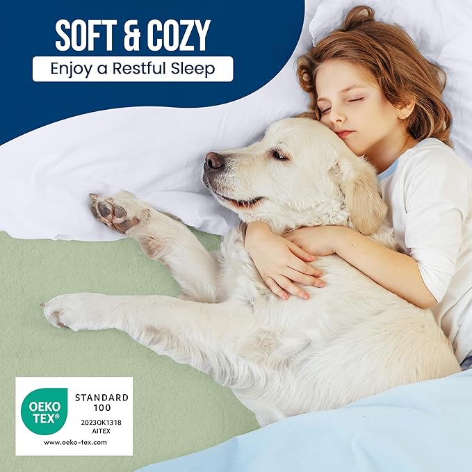 Utopia Bedding Waterproof Mattress Protector King Size, Premium Terry Mattress Cover 200 GSM, Breathable, Fitted Style with Stretchable Pockets (Sage)