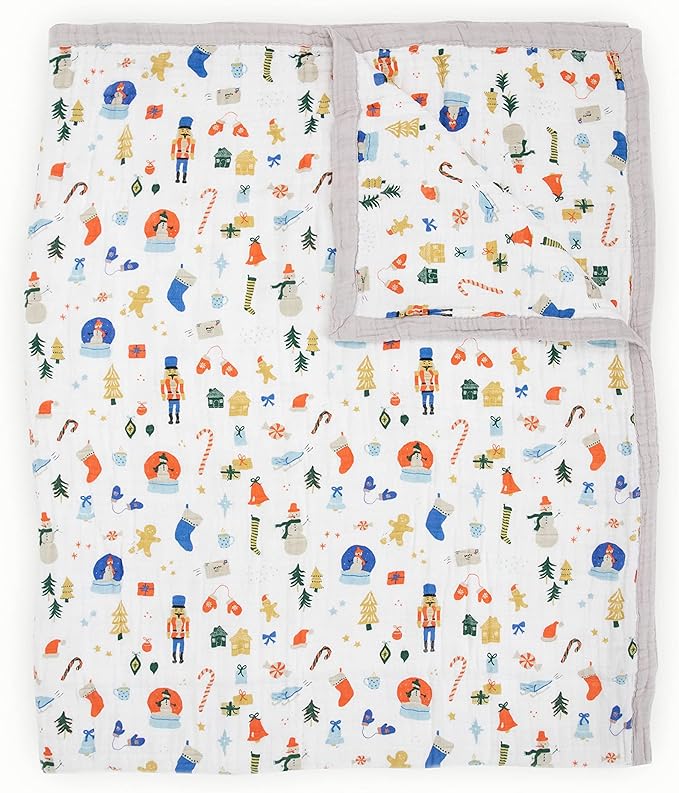 Little Unicorn Premium Quilted Throw | Super Soft, Multi-Layered Muslin XL Blanket| Great for Kids & Families (Christmas Time)
