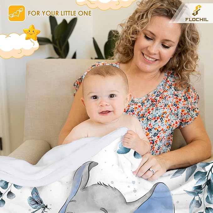 Personalized Baby Blankets, Custom Baby Blanket - Baby Blanket with Name for Boys, Best Gift for Baby, Newborn Elephants Flush Fleece (30x40) (Elephants 7)