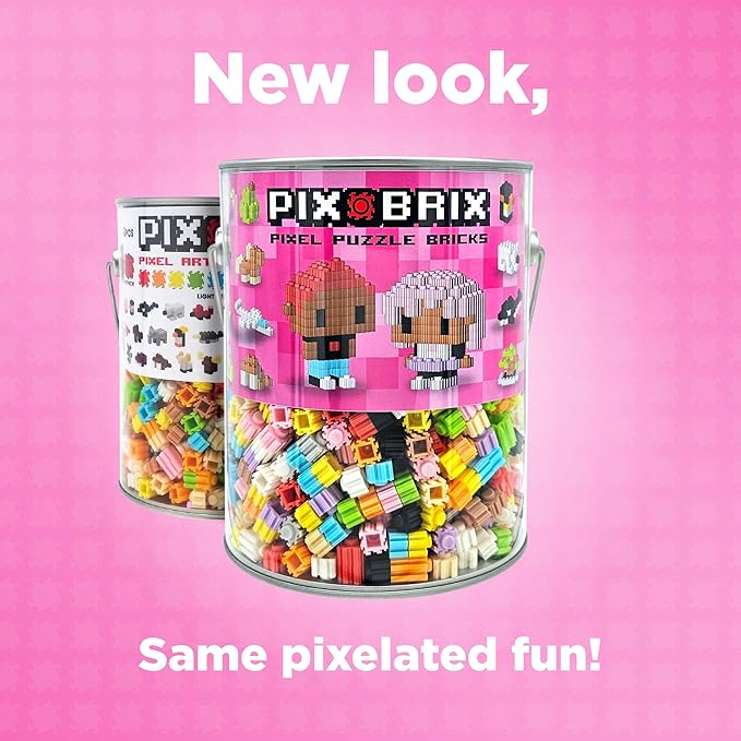 Pix Brix Pixel Art kit Puzzle Bucket - 1,500-Piece Kit with 11-Color Light Palette – Patented Interlocking Building Bricks for 2D and 3D Creations – STEM Toy for Ages 6+