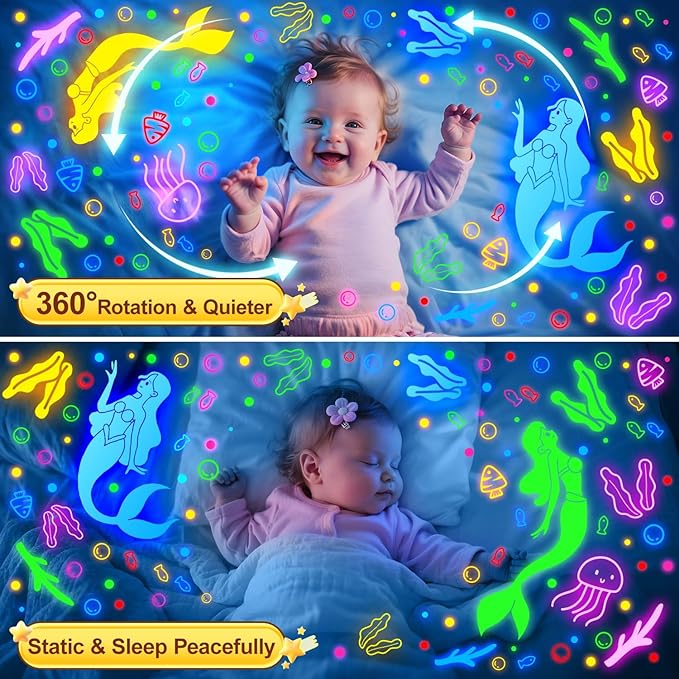 COOLNIGHT Kids Night Light Projector, [93 Lighting+3Films+Remote] Star Projector for Kids, 3 Brightness+3 Timer Star Lights for Bedroom, 360°Rotate + Quieter Stars for Ceiling, Girls Night Light,Gift