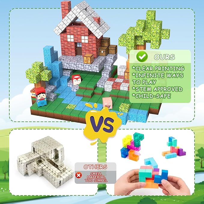Magnetic Building Blocks for Kids - 150pcs Magnetic Cubes Tiles, STEM Montessori Educational Construction Toys for Toddlers Boys & Girls Ages 3-4, 5-10 Year Olds Christmas Birthday Gifts Stacking Toy