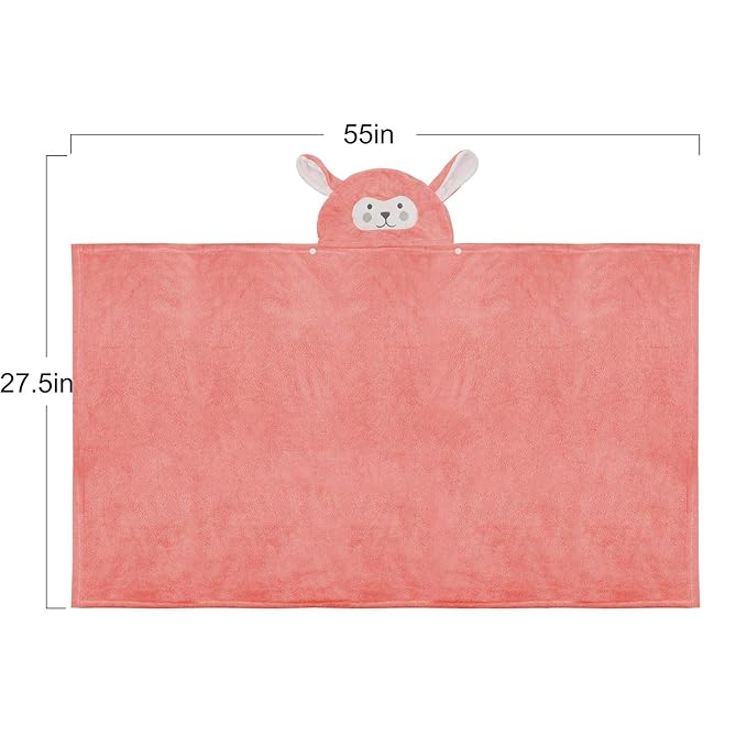 ROMASA Baby Bath Towel Hooded Ultra Soft Towel Highly Absorbent Bathrobe Blanket Toddlers Shower Gifts for Boys Girls- 27.5" x 55" (Pink)