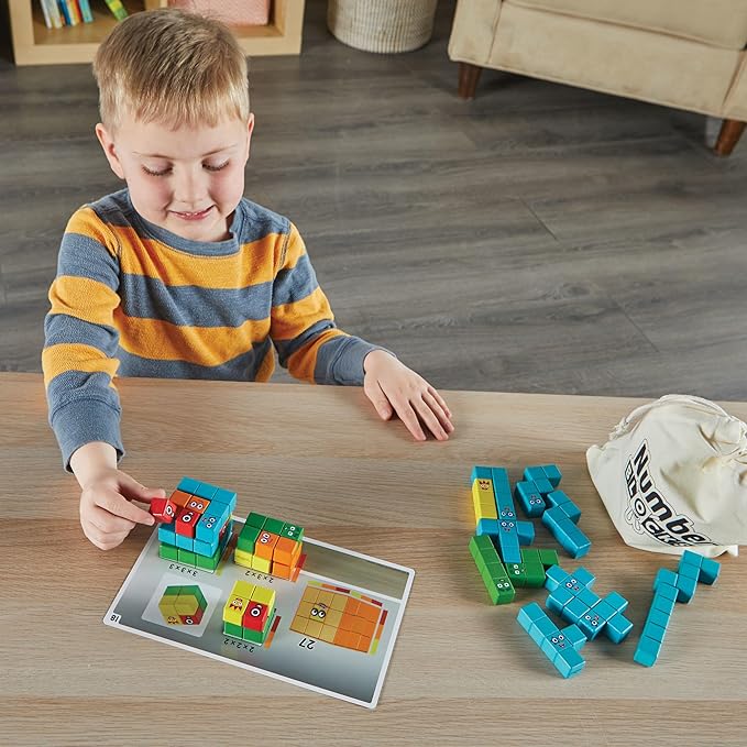 hand2mind Numberblocks Wooden Building Blocks Activity Set, Wood Stacking Toy, Counting Blocks, Numbers for Toddlers, Math Games, Logic Puzzles, Preschool Learning Activities, Kids Birthday Gift