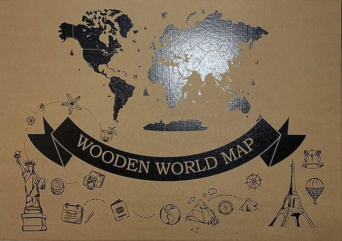 Wooden World Map 3D Art Large Wall Decor - Size (M & L & XL) Any Occasion Gift Idea - Wall Art For Home & Kitchen or Office (COFFEE, 63,00" x 33,46")