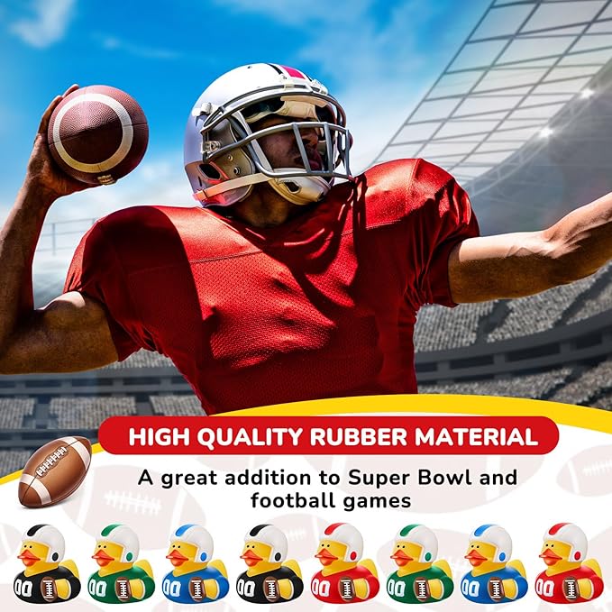 Deekin 48 Pcs Rubber Duck 2 Inch Bulk Sport Party Favors for Birthday Party Decorations Club Player Gift (Football Player)