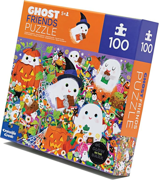Crocodile Creek 100-Piece Jigsaw Floor Puzzle, Large 17" x 12" Completed Size, Designed for Kids Ages 5 Years and up, Glow in The Dark Ghost Friends