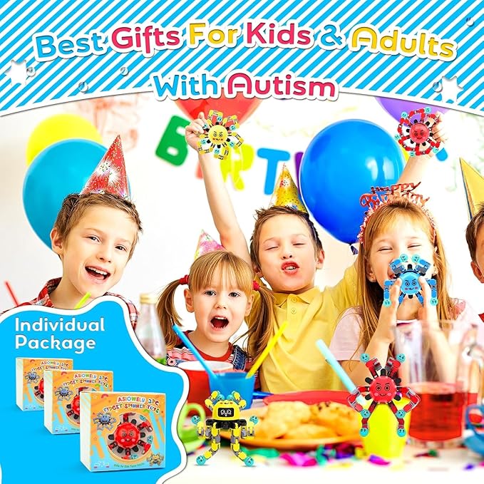 Transformable Fidget Spinner Toys for Kids and Adults,18 PCS Finger Sensory Toy for Boys Girls Autism ADHD Relief,Gifts for Chrismas Birthdays Party Favors for Teens Travel Stocking Stuffers