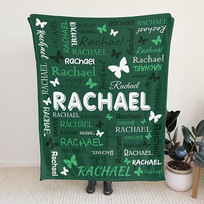 Personalized Throw Blanket with Name Custom Blankets Customized Baby Blanket for Girls Kids Adult Birthday Gift