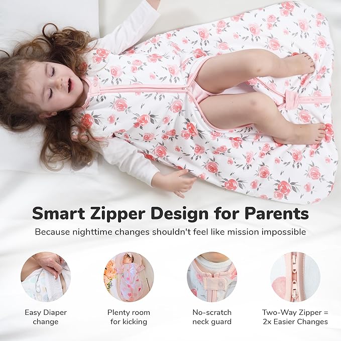 Mama Cheetah Baby Sleep Sack 2.5 TOG, Organic Cotton Baby Wearable Blanket with Two-Way Zipper, Swaddle Transition Baby Sleeping Bag for Newborn Infant Toddler Boy Girl, 6-12 Months