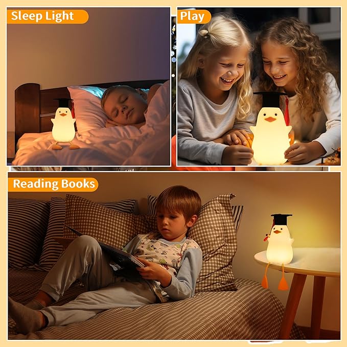 Attivolife Preschool Graduation Gift - Duck Night Light with Dimmable, LED Silicone Lamp, 2024 Cute Kindergarten Pre-K Graduation Gift for Kid Boy Girl