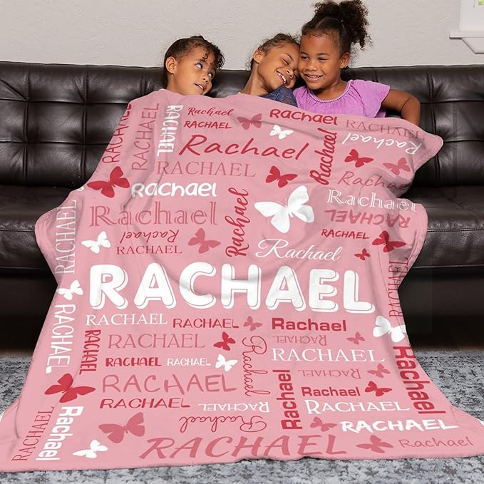 Personalized Throw Blanket with Name Custom Blankets Customized Baby Blanket for Girls Kids Adult Birthday Gift