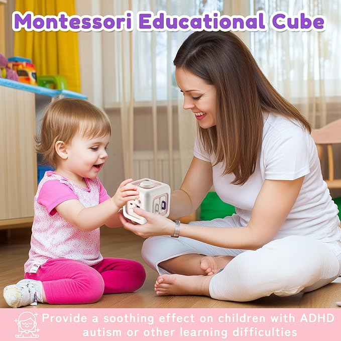 Busy Cube Toy for 1 Year Old Girl Gifts, Montessori for Baby Girl, Travel Sensory Toys for Toddlers 1-3, Learning Fine Motor Skills| 1st Birthday Girl Gifts 12 Months Stocking Stuffers