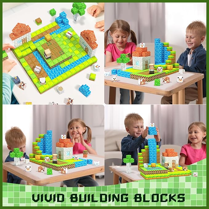 Magnetic Blocks,Creative Building Toys for Kids, STEM Sensory Toys for Ages 3-5, 5-7, 8-13, Christmas Birthday Gifts for Boys & Girls