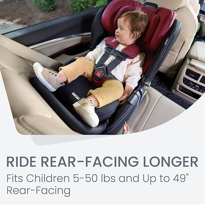 Britax Poplar S Convertible Car Seat, 2-in-1 Car Seat with Slim 17-Inch Design, ClickTight Technology, Ruby Onyx