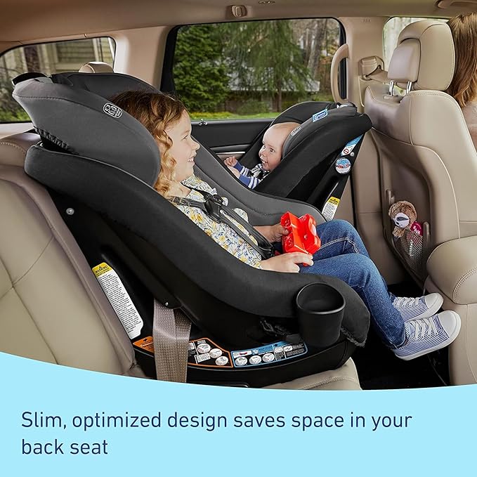 Graco Contender Slim Convertible Car Seat, West Point, Lightweight Travel Car Seat with Compact, Space-Saving Design, Rear-Facing 5–40 lbs, Forward-Facing 22–65 lbs, Easy to Transfer, FAA Approved
