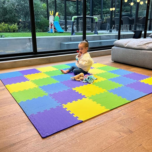 MioTetto Baby Play Mat, Soft Foam Floor Tiles for Kids. Adjustable Interlocking Foam Tiles, Fits with 74x74 Playpen Baby mat for Crawling & Development, Safe & Non-Toxic Playmat for Babies 6-12 Months