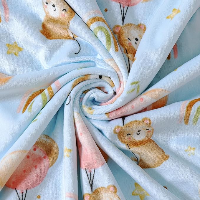 iEvolve Baby Nursery Bed Blankets Ultra Soft Double Layer Mini Blanket Minky Blanket Receiving Blankets Shower Gifts(Ballon Bear,45 * 60in)