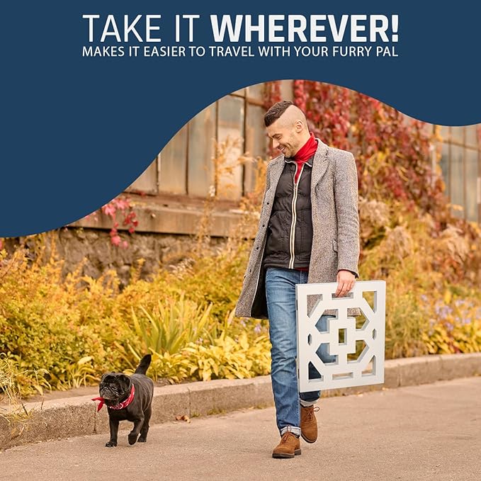 Bundaloo Freestanding Dog Gate Expandable Decorative Wooden Fence for Small to Medium Pet Dogs, Barrier for Stairs, Doorways, & Hallways