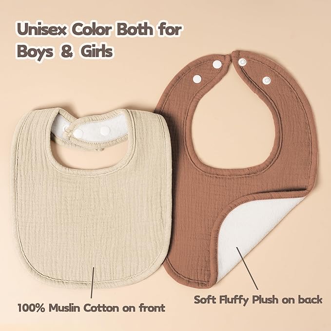 Susurration Muslin Baby Drool Bibs 6Pack Soft Square Adjustable Baby Bandana Bibs for Unisex Girls & Boys