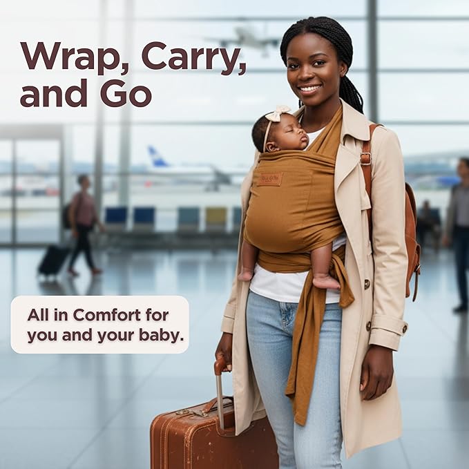 Baby Wrap Carrier - Premium Cotton Baby Carrier Wrap for Newborn to Toddler- Infant Carrier- Baby Holder One Size Fits All with Front Pocket (Black) by Max&so