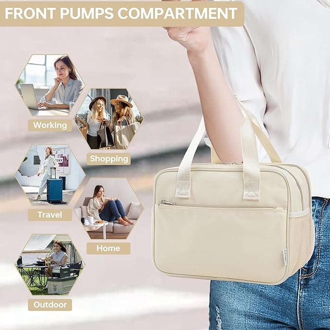 Breastmilk Cooler Bag with Ice Pack,Fits 6 Baby Bottles Up to 9 Ounce Breast Milk Cooler Travel Bag Compatible with Wearable Breast Pumps & Accessories for Nursing Mom Daycare Cream