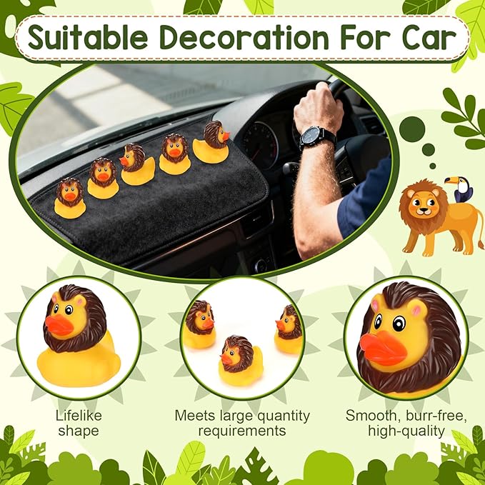 Jexine 24 Pieces Rubber Ducks 4 Styles Assorted Rubber Fun and Adorable Gifts Birthday Party Supplies Bathtub Floating Ducking Reward Gift Bag Filler(Lion Style)