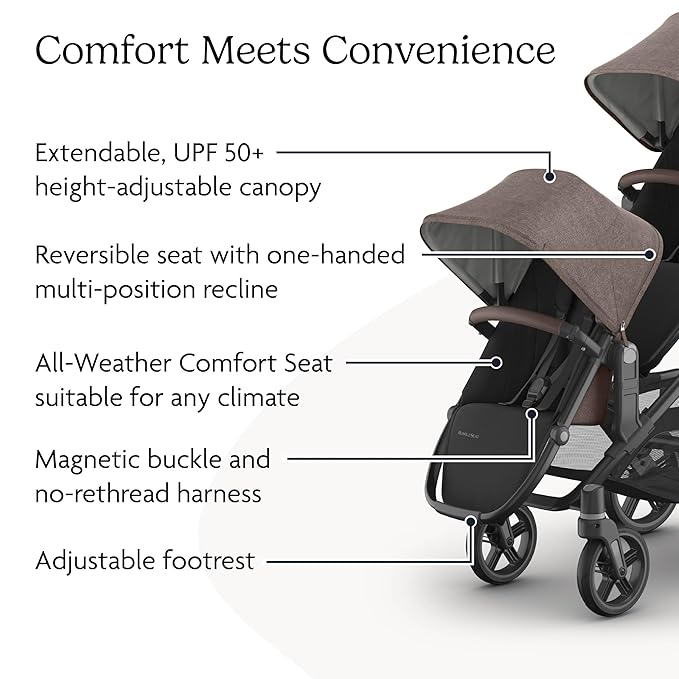 UPPAbaby RumbleSeat V3 Second Lower Seat - Compatible with Vista V2 and Vista V3 - All-Weather Seat + Magnetic Buckle – Adapters Included -Owen (Mocha Mélange)