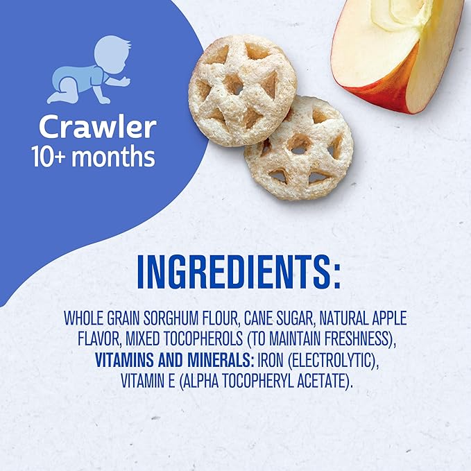 Gerber Baked Teether Wheels, Apple Harvest Crunchy Teether Snack, Baby Crackers, 6PK